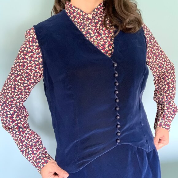 XS Velour Buttoned Vest Vintage Marshall Fields - Picture 4 of 17